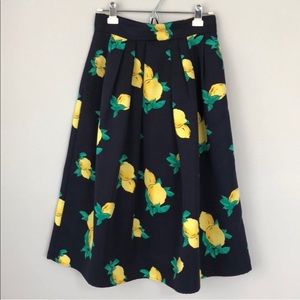Eva Mendes Lemon Print Skirt w/ Pockets